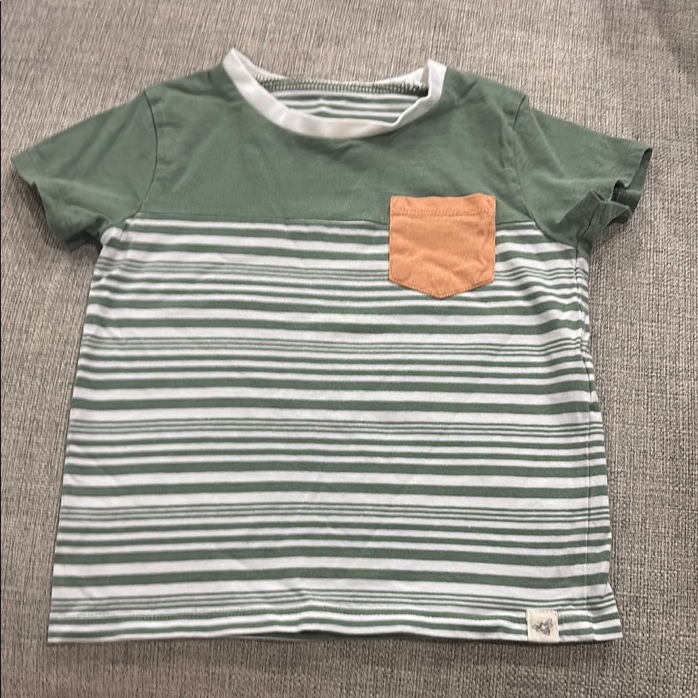 Burt's Bees Baby Green and White Short Sleeve Tee